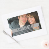Grey Modern Cut Out Enregistrer Stickers Date (Enveloppe)