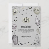 Grey Modern Little Boo Ghost Boy Baby shower Bedankkaart (Voorkant)