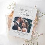 Grey Modern Stylish Boho Wedding Photo Invite<br><div class="desc">Romantique moderne et minimaliste invitation photo mariage</div>