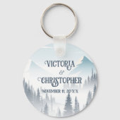 Grey Mountain Fog Forest Wilderness Wedding Sleutelhanger (Achterkant)