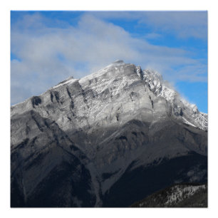 Grey Mountain Peak, Cloudy Blue Sky Perfect Poster