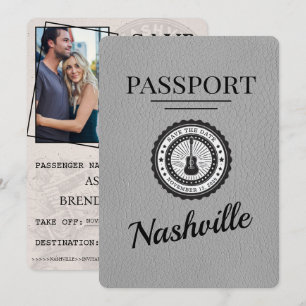 Grey Nashville Passport Bewaar de datum Save The Date