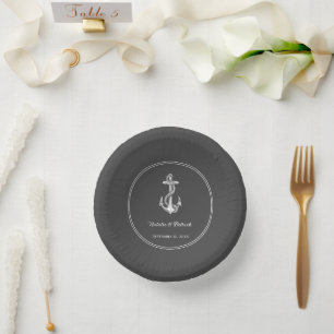Grey Nautical Anchor Wedding Paper Bowls Papieren Kommen