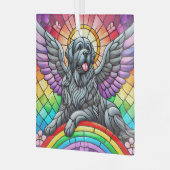 Grey Newfoundland Angel Suncatcher Glass Ornament (Voorkant links)