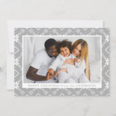Grey Nordic Snowflake Pattern Foto Feestdagenkaart (Voorkant)