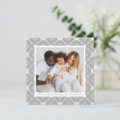 Grey Nordic Snowflake Pattern Foto Feestdagenkaart (Staand voorkant)