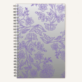 Grey Notebook with Purple Floral Front and Back Notitieboek