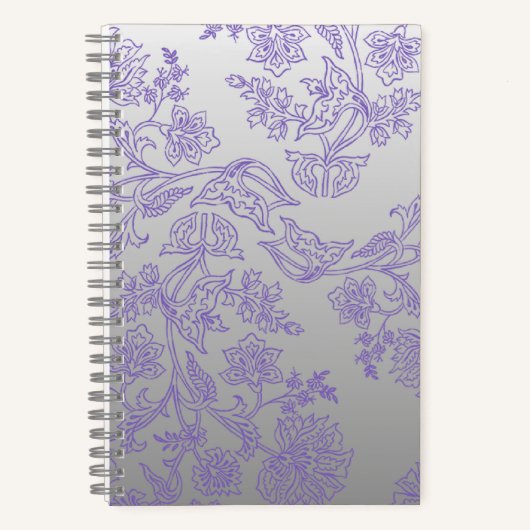 Grey Notebook with Purple Floral Front and Back Notitieboek (Voorkant)