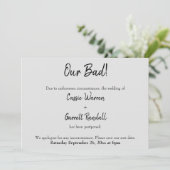 Grey "Notre Mauvais !" Faire-part Mariage reporté (Debout devant)