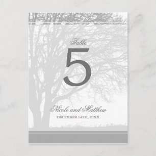 Grey Oak Tree Winter Trouwtafel Nummer Briefkaart