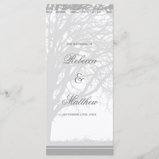 Grey Oak Tree Winter Wedding Programma (Voorkant)