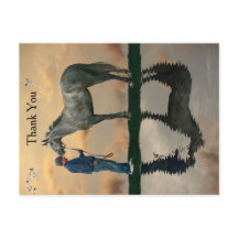 Grey Paard en bruidegom OTTB Briefkaart