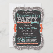 Grey Paisley; Chalkboard housewarming party Kaart (Voorkant)