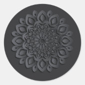 Grey Papercut Mandala Ronde Sticker (Voorkant)
