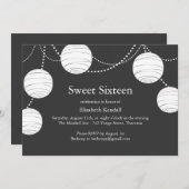 Grey Party Lantern Sweet 16 Invitation Kaart (Voorkant / Achterkant)