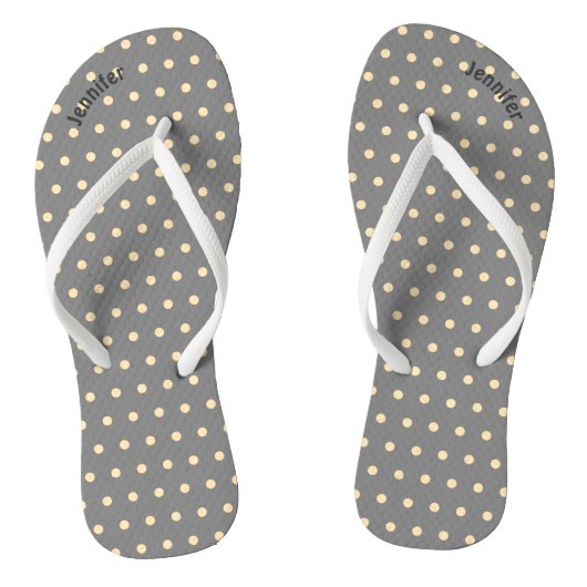 Grey & Peach Polka Dot - Tongs (Semelle)