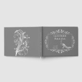 Grey Peacock Flourish Mariage Livre d'invité (Complet)