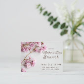 Grey Pink Modern Moederdag Brunch Uitnodiging Informatiekaartje (Staand voorkant)