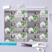 Grey Plaid en Boston Terrier Kerstmis Tissuepapier (Craft)