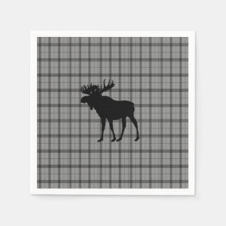Grey Plaid Moose Servet