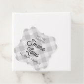 Grey Plaid S'more Liefde Baby shower Favor Bedankjes Labels (In situ)