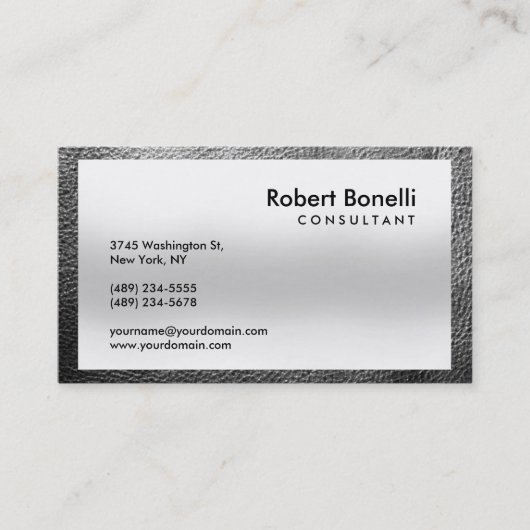 Grey Plain Moderne Consultant Carte de visite (Devant)