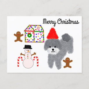 Grey Poodle Briefkaart met kerstmis #1