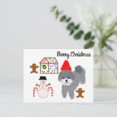 Grey Poodle Briefkaart met kerstmis #1 (Staand voorkant)