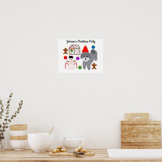 Grey Poodle Kerstmis #2 Poster (Keuken)