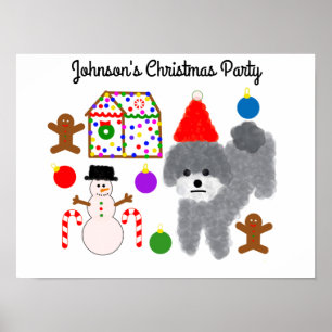 Grey Poodle Kerstmis #2 Poster