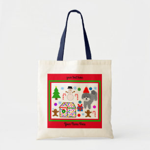 Grey Poodle Kerstmis #3-2 Canvas tas