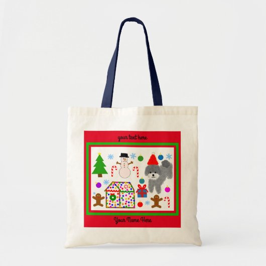 Grey Poodle Kerstmis #3-2 Canvas tas (Voorkant)