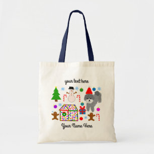 Grey Poodle Kerstmis #3 Canvas tas