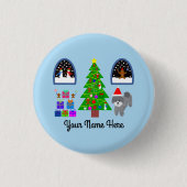 Grey Poodle Kerstmis #4 Button (Voorkant)