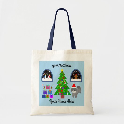 Grey Poodle Kerstmis #4 Canvas tas (Voorkant)