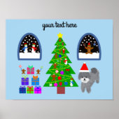 Grey Poodle Kerstmis #4 Poster (Voorkant)