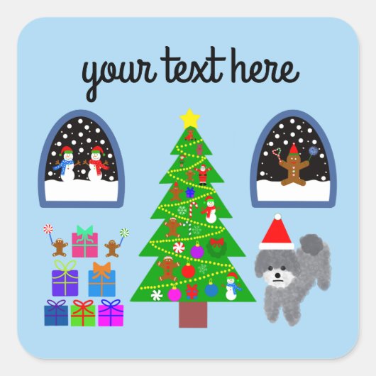 Grey Poodle Kerstmis #4 Stickers (Voorkant)