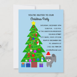 Grey Poodle Kerstmis #5-2 Uitnodigingskaart Save The Date