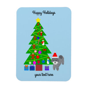 Grey Poodle Kerstmis #5 Magnet Magneet