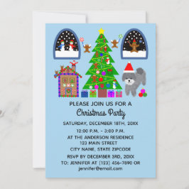 Grey Poodle Kerstmis #6-2 Uitnodigingskaart Save The Date