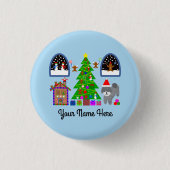 Grey Poodle Kerstmis #6 Button (Voorkant)