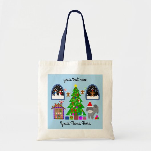Grey Poodle Kerstmis #6 Canvas tas (Voorkant)