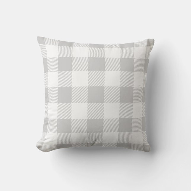 Grey Preppy Buffalo Check Plaid Kussen (Voorkant)