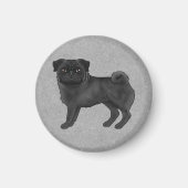 Grey Pug Dog Canine Schattigee Cartoon Illustratie Magneet (Voorkant)