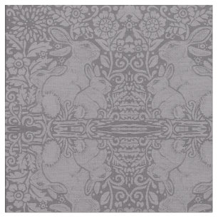 Grey Rabbit Family Designer Tiled Fabric voor deco Stof
