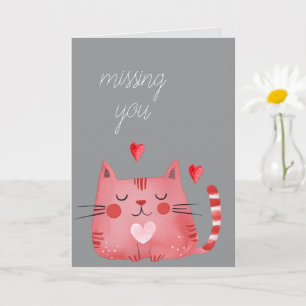 Grey Red Cat Hearts Vermist Je Kaart