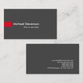 Grey Red Moderne Consultant unique Carte de visite (Devant / Derrière)