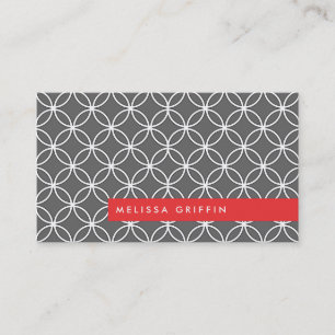 Grey Regency Pattern & Red Bar Visitekaartje