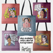 Grey Retro Pop Art 50s Huisvrouw Funny Phrase Draagtas