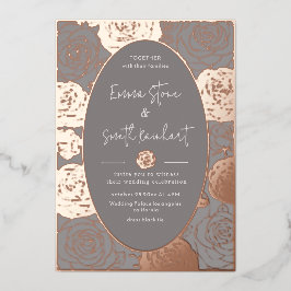 Grey Rozen bruiloft Folie uitnodiging